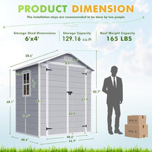 Devoko 6 x 4 FT Resin Outdoor Storage Shed with Floor, Plastic Tool Shed