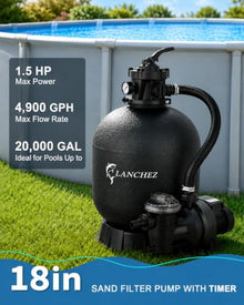 LANCHEZ Sand Filter Pump 18" 1.5HP for Above Ground Pool, 4900GPH Pool Pumps Above Ground, Pool Sand Filter with 7-Way Valve