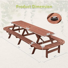 GFDGFD 8FT Wooden Picnic Table with Benches for 14-16 People, Outdoor Rectangle Patio Dining Table Set with Extended Benches, Umbrella Hole, Heavy Duty Backyard Garden BBQ Table, Brown
