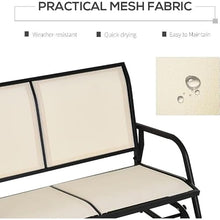 2-Person Outdoor Glider Bench, Patio Swing Rocking Chair Loveseat for Backyard Garden