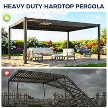RoyalCraft 12'x16' Louvered Pergola, Heavy-Duty Outdoor Pergola, Metal Hardtop Pergola with Adjustable Roof for Patio, Deck, Garden, Yard, Dark Gray