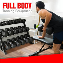 StrengthUSA Rubber Hex Dumbbell Set with Rack 550 lbs Black