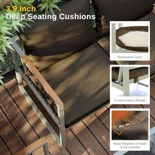 East Oak Patio Furniture Set, 4-Piece Outdoor Patio Set with Sofa, Removable & Washable Seating Cushion, Tempered Glass Table, Outside Patio Conversation Sets, Champagne Gold & Chestnut Brown