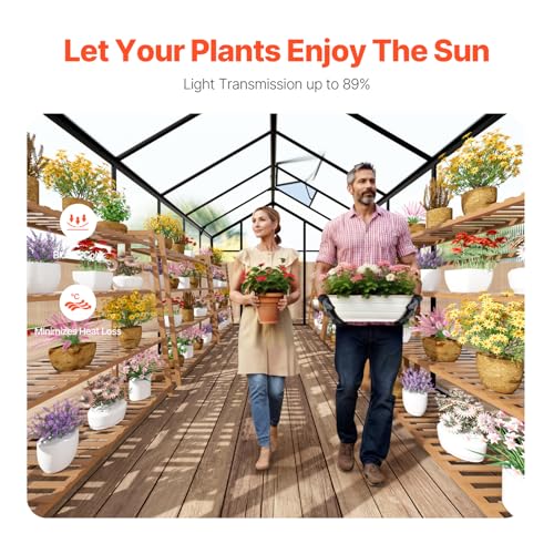 VEVOR Polycarbonate Greenhouse 8x12 Ft Black