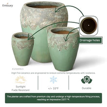 Emissary Home and Garden 16in. L x 20in. H Reef/Spa Blue Stoneware Round Planter with High-fire Treatment (Set of 1)