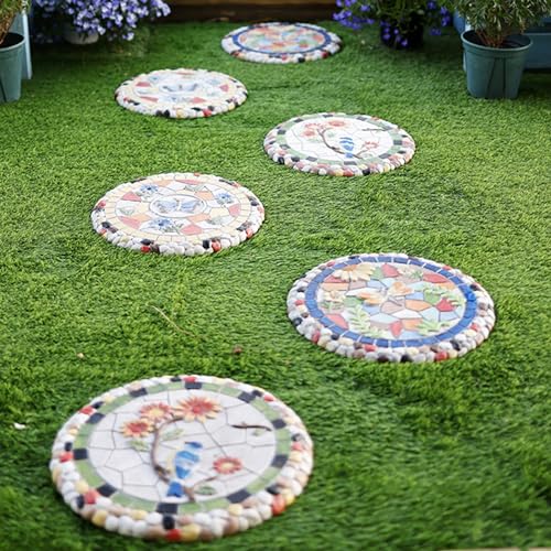 Innovz Colorful Garden Stepping Stone for The Lawn, Decorative 3D Step Stones with Animal Plant Pebble Units, Outside Flower Bed Backyard DIY Walkway, 35cm (Color : 6-Pack)