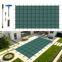 FammyLoft Inground Pool Safety Cover Fits 28x48ft Pools, Winter Pool Covers for Inground Pools, Swimming Pool Cover with Hardware Kit Included, Triple Stitched Mesh, Green