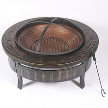 Fire Pits Outdoor Wood Burning Fire Pit Tables for Outside Patio, BBQ Grill, Heat-Resistant Coating, Steel Frame, Outdoor Entertainment, Campfire Pit with Cover BBQ Cooking for Outside Camping