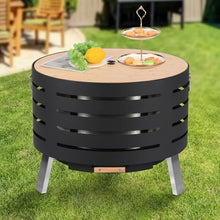 30 Inch Smokeless Outdoor Fire Pit, Outdoor Firepit Table with Removable Ash Pan,Bamboo Lid, Rainproof Cover,Portable Metal Firepit for Patio, Backyard, Camping