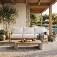 Hives & Honey Westwood Outdoor Sofa, 88" Grade-A Teak Patio Couch, White
