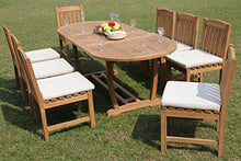 WholesaleTeakFurniture Grade-A Teak Wood 8 Seater 9 Pc Dining Set: 94" Mas Oval Trestle Leg Table and 8 Devon Armless Chairs #WFDSDV22