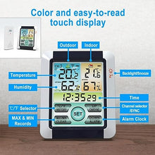 JDXQBLD Digital Weather Station, Indoor Outdoor Thermometer, Barometer, Hygrometer, Alarm Clock, Temperature Monitor, Snooze Function, 100m Reception Range