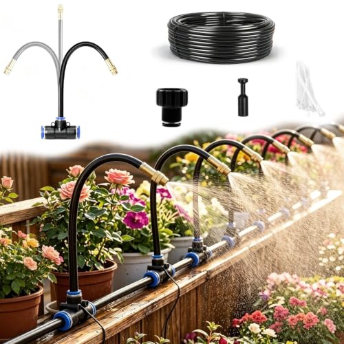 Bendable Misting Irrigation System with Adjustable Nozzles & Flexible Hose