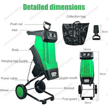 zhenmaster Powerful 2400W Electric Wood Chipper Garden Shredder with 50L Collector, 40mm Branch Cutting Capacity, Quiet Leaf Mulcher for Composting and Yard Waste, Portable Wheels for Easy Use