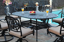 GrandPatioFurniture.com CBM Patio Elisabeth Collection Cast Aluminum 7 Piece Rosedown Dining Set with 6 Swivel Rockers SH257-6S CBM1290