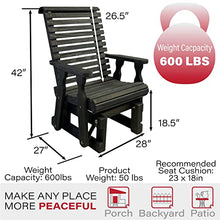 Amish Casual Heavy Duty 600 Lb Roll Back High Back Treated Glider Chair (Semi-Solid Black Stain)