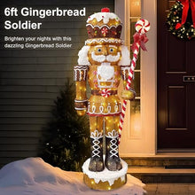 Puleo International 6' Gingerbread Outdoor Christmas Soldier with 216 Warm White LED Lights