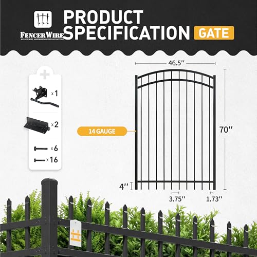 Fencer Wire Heavy Duty Flat Top X-Pattern Fence Gate Black, 6FT x 4FT, Pack of 5