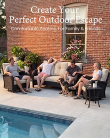 LayinSun 10 Pieces Outdoor Patio Furniture Set with Fire Pit Table