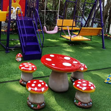 AUQMTAIN Mushroom Statue Table Stool, Resin Creative Landscape Sculpture Decoration, Yard Lawn Pond Ornament (Mushroom Table Set)