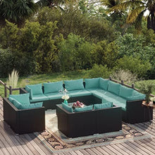 vidaXL 12 Piece Patio Lounge Set with Cushions Black Poly Rattan