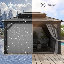 YITAHOME 12x14ft Hardtop Gazebo with Nettings and Curtains Heavy Duty