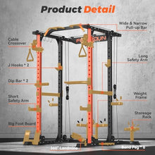 FEIERDUN Multi-Function Squat Rack Power Cage FLA01 with Cable Crossover System Orange