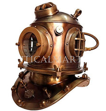 NauticalMart Boston Antique 18" U.S. Navy Diving Helmet Replica Brown
