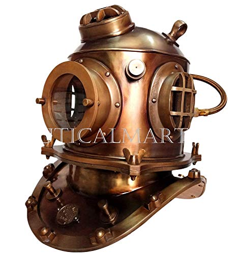 NauticalMart Boston Antique 18" U.S. Navy Diving Helmet Replica Brown