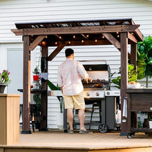 Backyard Discovery Saxony Cedar Wood BBQ Grill Gazebo Pavilion Light Brown