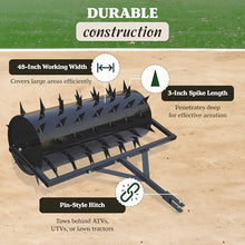 Yard Tuff 48 Inch Wide Drum Spike Aerator with Pin Style Hitch Black