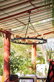 Bailey Street Home Industrial Farmhouse Twelve Light Chandelier Black
