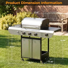 Kismile 3-Burner Propane Gas Grill with Side Burner