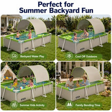 Rectangular Above Ground Pool with Canopy, Metal Frame Swimming Pool