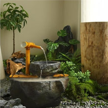 Outdoor Fiberglass Water Fountain Landscape Decoration Set, Rustic Bamboo Detached Water Fountain for Porch Deck Garden Patio(B)