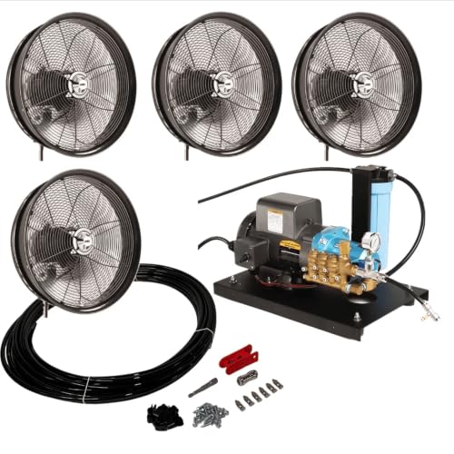 MCS Products .5 GPM Open Frame Misting Pump with 4 Misting Fan Kits