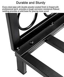 EliteBloom Black Small Compact Firewood Rack Brackets,Inside/Farmhouse Iron Finish Log Rack,Fireplacefirewood Holder,40 X 35 X 38 Cm