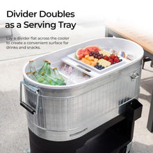 Permasteel 120-Qt Rolling Ice Chest, Portable Patio Party Bar Drink Cooler Cart with Wheels, Drink Dividers - Perfect for Outdoor or Indoor Entertaining, and Parties, Galvanized Steel