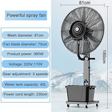 NYTFHMS Commercial Vertical Oscillating Fan, Large Fan with Water Spray Misting Fan, 3 Modes Settings Standing Cooling Fan, Low Noise, Black,Black-81cm