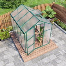 6x8 FT Greenhouse for Outdoors, Aluminum Large Walk-in Green House, Polycarbonate Panels, Adjustable Roof Vent, for Outside Garden Backyard, Patio, Lawn, Suitable for All Seasons (6x8 FT)