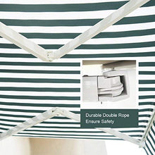 Diensweek 12'x10' Patio Awning Retractable, Fully Assembled Manual Commercial Grade - Quality 100% 280G Ployester Window Door Sunshade Shelter - Deck Canopy Balcony P100 Series (Green/White Stripes)