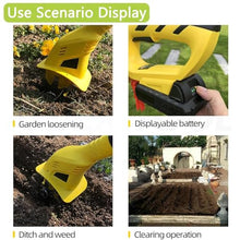 Cordless Rotavator, Garden Tiller Rotavators with 4000mAh Rechargeable Battery and Charger, Electric Hand Tiller Hoe Soil Miller Tools Portable Cultivator for Lawn, Garden,2batteries