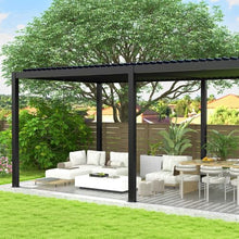 Louvered Pergola with Adjustable Aluminum Frame and Steel Blades for Backyard Shade