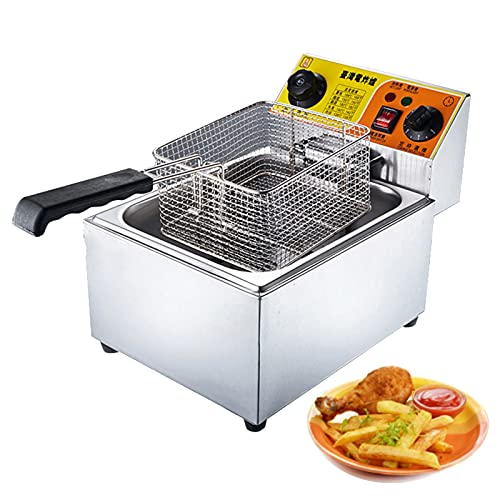 Dntum Commercial Gas Fryer with Timer and Temperature knob, Stainless Steel French Fries for Home Kitchen Restaurant,10L