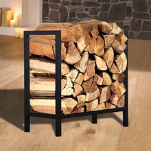 EliteBloom Wrought Iron Wood Storage Rack Bracket Fireplace Firewood Stand Timber Stacking Rack Fireplace Wood Rack Single Layer,