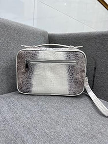 Vietnam Genuine Himalayan Alligator Crocodile Leather Golf Shoe Bag White and Grey