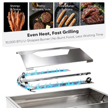 Boat Grill with Rod Holder Mount, Large Cooking Area for 4-5 People, Thickened 304 Stainless Steel, 3-Min Setup, Fast and Even Heating, Easy to Clean, Portable for Marine & Land Use, 1 Year Warrnaty