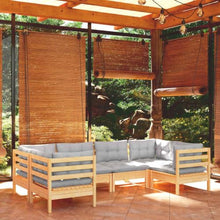 MNCVXAXG 6 Piece Patio Lounge Set with Gray Cushions Pinewood