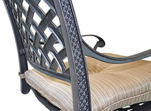 Nassau Outdoor Patio Club Chair Dark Bronze Cast Aluminum Set of 6, Walnut Cushions