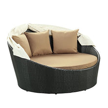 Modway Siesta Wicker Rattan Outdoor Patio Canopy Daybed in Espresso Mocha